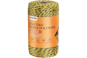 Aclastool Electric Fence Wire, 700ft 213m, Polywire for Portable Livestock Fencing, 6 Stainless Steel Strands for Reliable Conductivity and Rust Resistance, UV Resistant