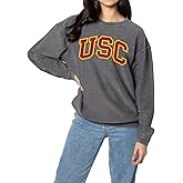 chicka-d Women's Oversized Original Corded Crew Fleece Sweatshirt | NCAA Classic Arch Over Team Color