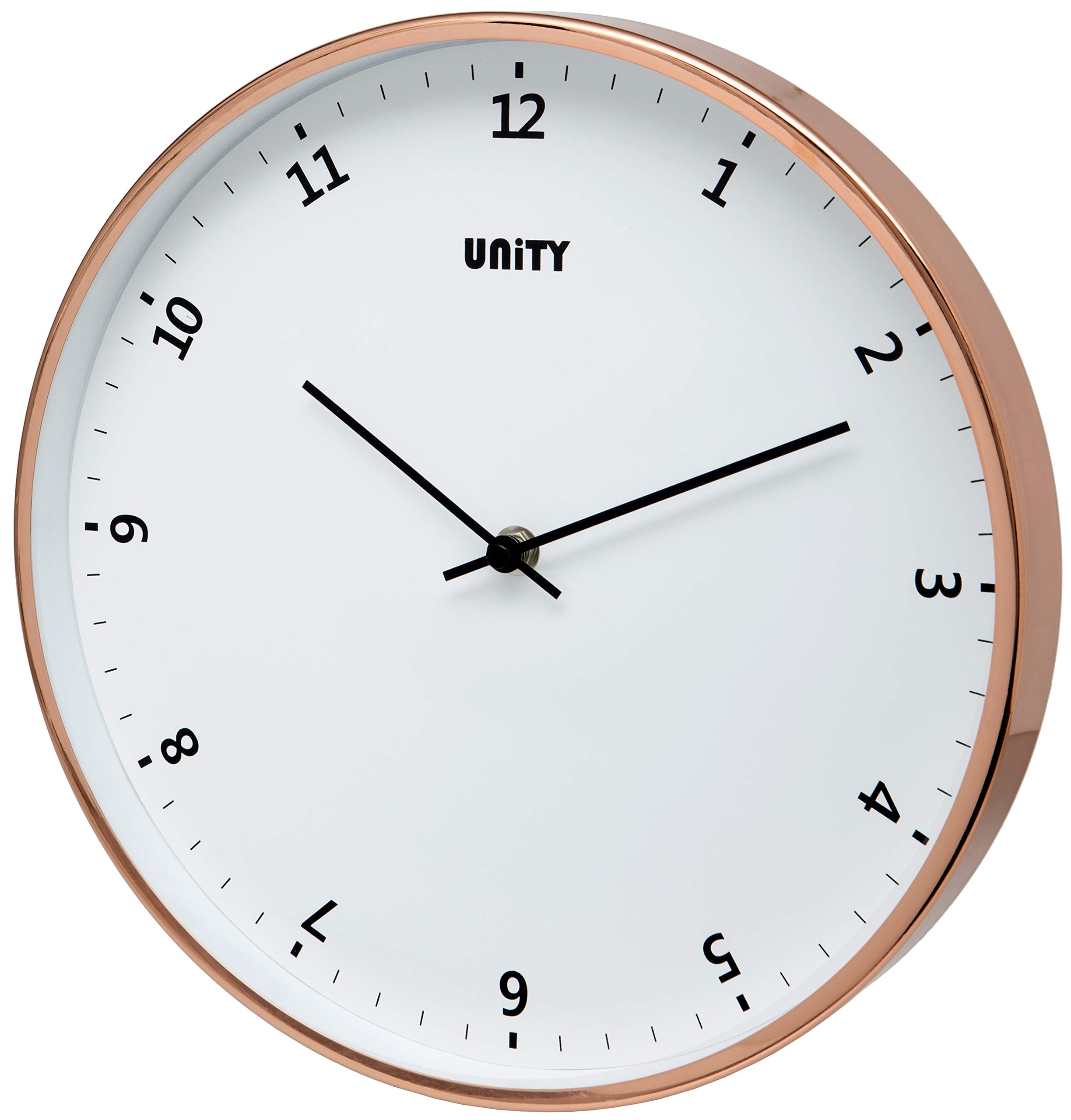 Unity Wall Clock, Plymouth Rose Gold, Modern, White Dial, 30 cm / 12-inch