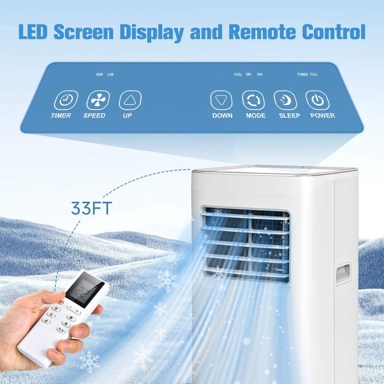 Coolblus Portable Air Conditioner,8500 BTU Portable ac units up to 360 Sq.Ft,Portable ac units for Homeowner,Renter,family White