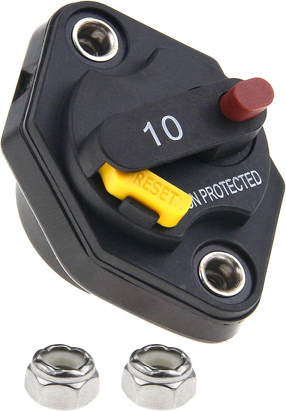 RKURCK 12V-32V DC Manual Reset Circuit Breaker Fuse Inverter 10A for Auto Truck RV Marine Trailer Waterproof