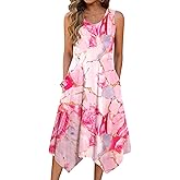 Zeagoo Womens Casual Dress for Summer Tank Dress Loose Flowy Beach Dress with Pockets Hankerchief Flare Midi Sundress 2026