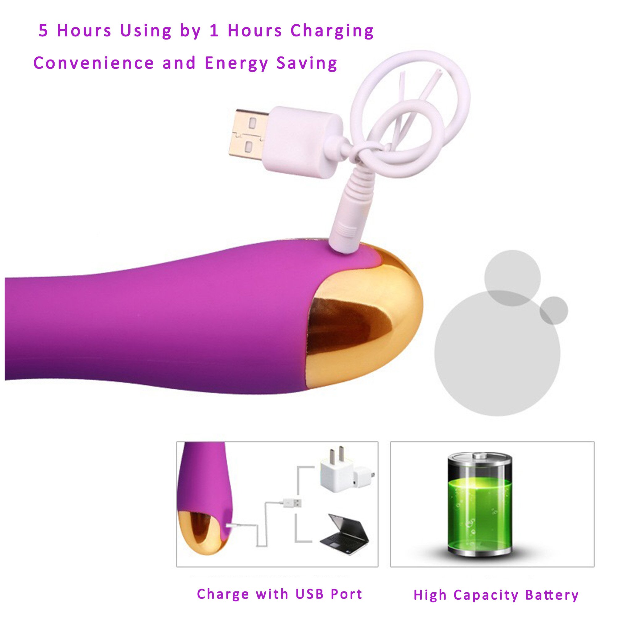 ViiNA VA Vibrador Masajeador 10 Frecuencias Vibración Carga por USB