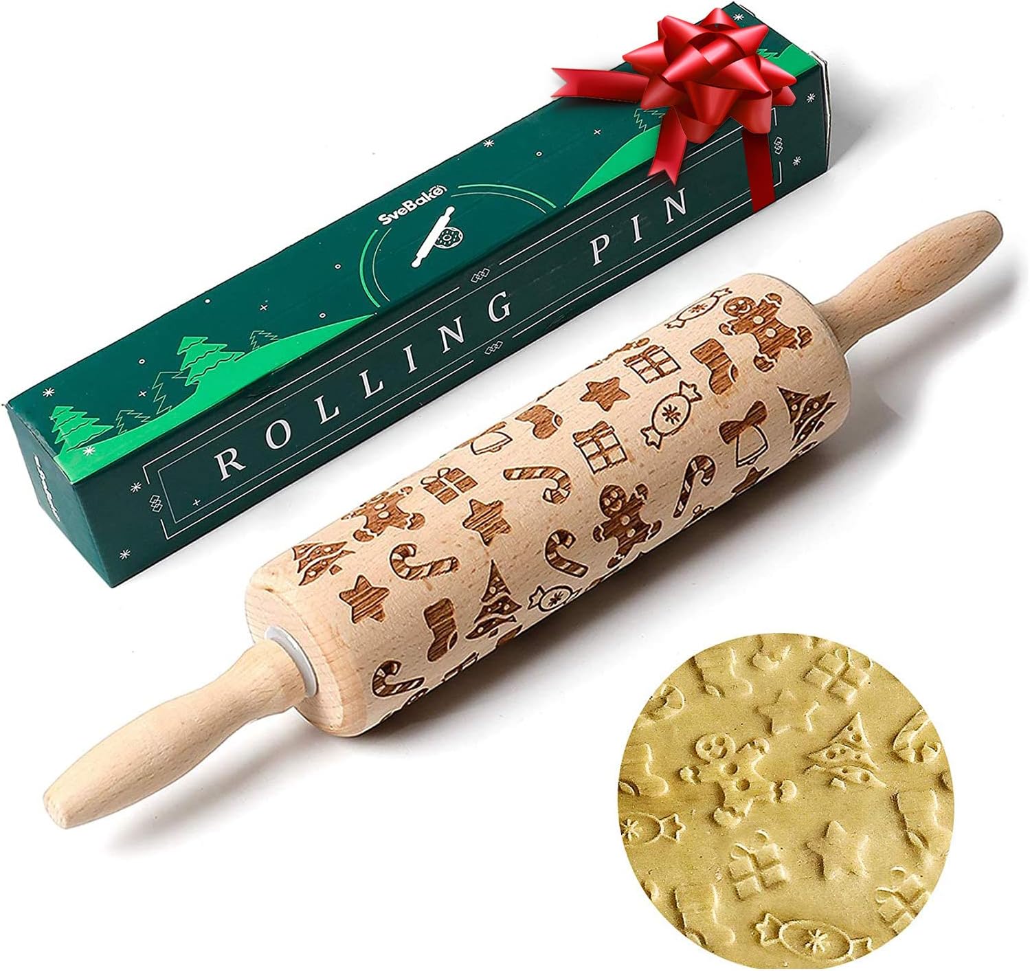 SveBake Nudelholz mit Muster Weihnachten aus Holz 2020 ...