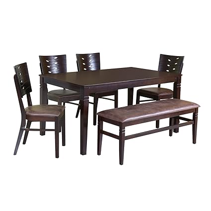 @home by Nilkamal Fern 6 Seater Dining Table Set (Erin Brown)