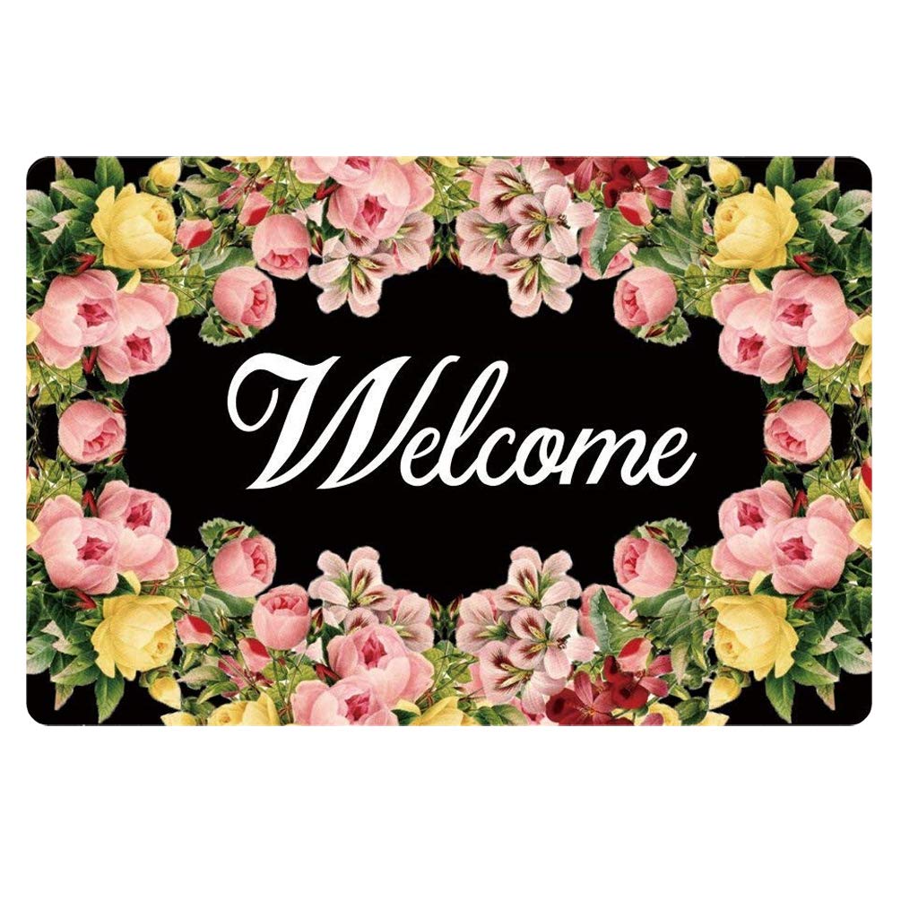 Coloranimal Indoor Outdoor Front Door Mat Stylish Flower