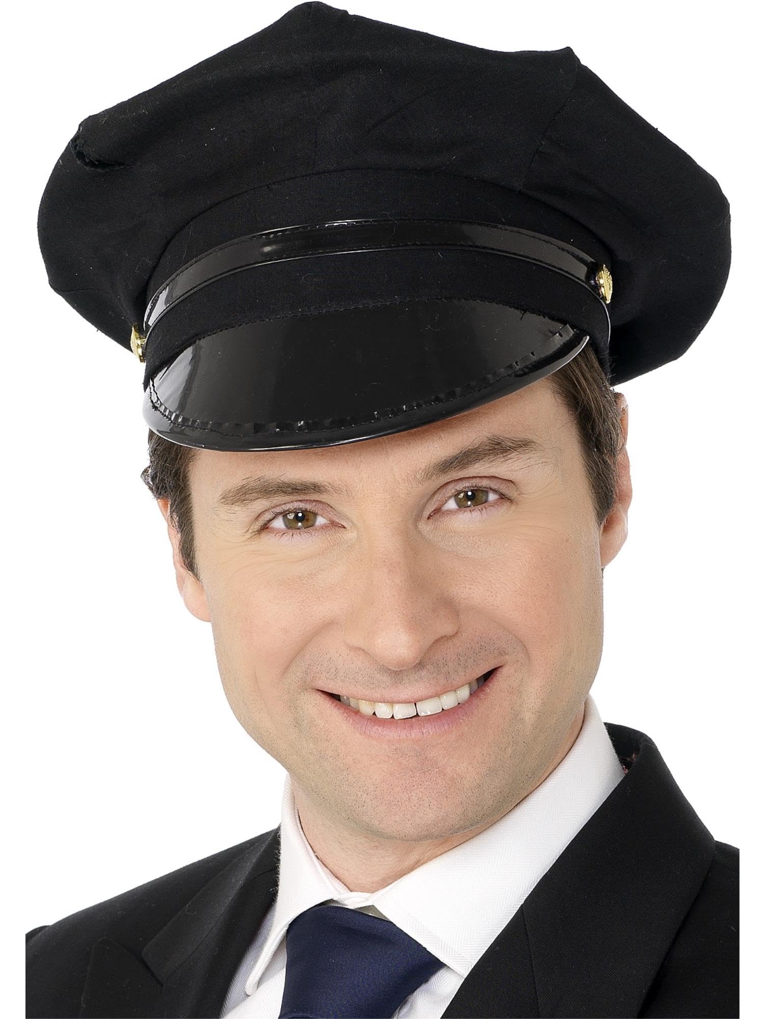 Smiffys Chauffeur Hat, Black , Icons & Idols Fancy Dress, Adult Dress Up Hats