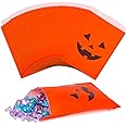 Kolewo4ever 100 pieces Halloween Pumkin Bags Halloween Treats Bags Halloween Paper Bags Pumkin Color Bags Jack-O-Lantern Pump