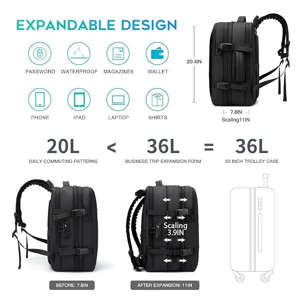 BANGE BACKPACK WITH ANTI-THEFT VACUUM COMPRESSION TRAVEL BACKPACK,EXPANDABLE BACKPACKS WITH PUMP FOR AIRPLANES
