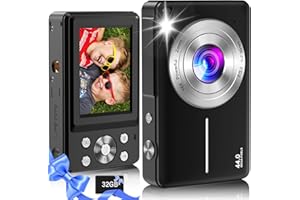 Digital Camera,Kids Camera with 32GB Card,Nsoela FHD 1080P 44MP Compact Vlogging Camera,Point and Shoot Camera 16X Digital Zoom, Portable Mini Kids Camera for Teens Students (Black)