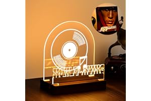 Threehoney Now Playing Vinyl Record Stand, Battery-powered Light up Display Holder for Records, Wooden Acrylic Holder Warm Light Album Display, Christmas Gift for Music Lovers(Battery Not Included)