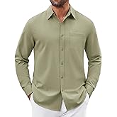 COOFANDY Mens Button Down Shirt Casual Untucked Shirts Long Sleeve Dress Shirt with Pocket