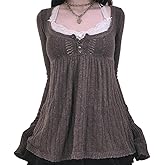 Women Vintage Solid Color Sweater Top Long Sleeve Button Front Knitted Top Retro Y2K Fairy Grunge Aesthetic Knitwear