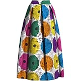 iooiooi African Skirt for Women High Waist with Pockets Ankara Print Maxi Long Skirt for Ladies Party Clothing