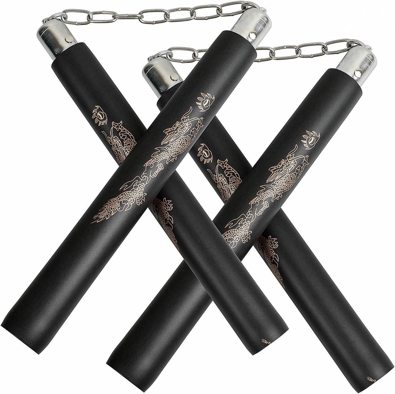 REALHUNLEE Safe Foam Rubber Training Nunchucks Nunchakus with Steel Chain