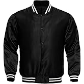 Deckra Mens Varsity Jacket Satin Polyester Retro Zip Casual Bomber Jackets