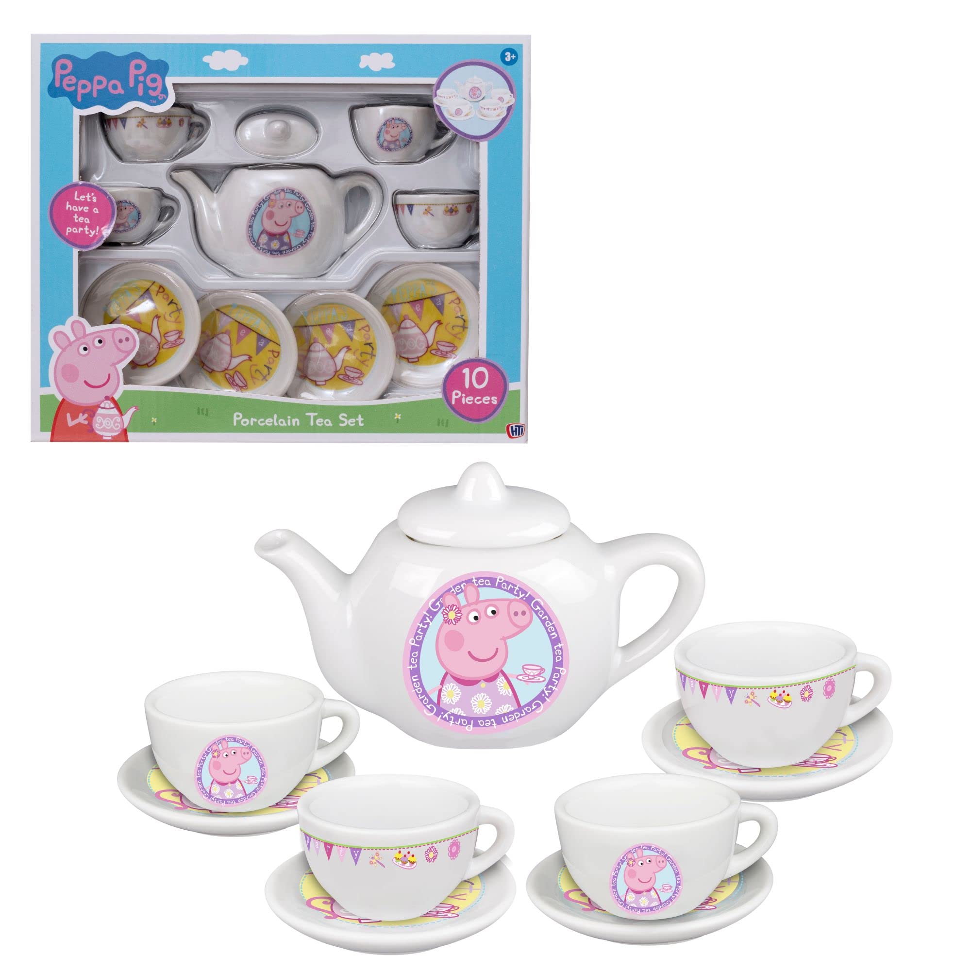 Peppa's Porcelain Tea Set | Peppa Pig Roleplay | Includes Teapot with Lid, Cups & Saucers For Ages 3+