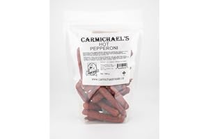 Carmichael's Pepperoni Sticks, 300g Resealable Bag, Gluten Free High Protein Meat Snack, Made in Canada - Hot
