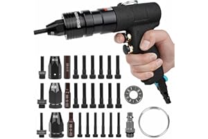 Noliven Pneumatic Rivet Nut Gun Kit with M6/M8/M10 Mandrels, Industrial Grade Air Rivnut Tool with Self Locking Head, Adjusta