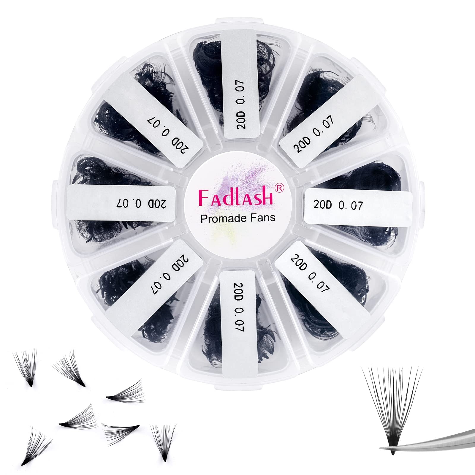 Fadlash Preade Fan Eyelash Extensions 20D 0.07mm D Curl MIX 9-16mm Handmade Promade Loose Fans Lash Loose Fans Pre Made Volume Lashes — image 1