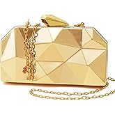 YAPAIOU Women Lattice Pattern Metal Evening Clutch Bag,Geometric Evening Clutch Purse Handbag With Chain Strap