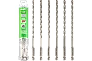 HLOFIZI 3/16" x 6" Masonry Drill Bits 3/16 inch Concrete Drill Bits Carbide Tipped Hammer Drill Bit, for Cement, Brick, Stone, 6 Pack, Hex Shank