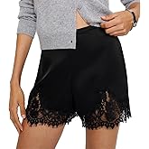 Lace Trim Satin Shorts for Womenn Y2k Silky French Knickers Coquette Boxer Shorts Half Slip Lounge Pajama Bottoms