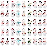 Jansun 45Pcs Christmas Mini Resin Snowman 9 Styles Mini Snowman Figuriness with Hat Xmas Miniature Snowman for Festival DIY Village Garden Decoration