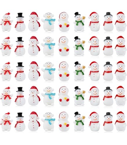 50 Pc Mini Christmas Figurine Set – Snowman, Santa & Gingerbread Man Rubber Figures For Tabletop Decor, Crafts, And Holiday Displays - View #2