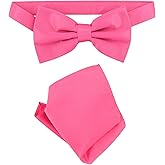 Vesuvio Napoli Bow Tie Hanky Set Solid Color Men's BowTie Handkerchief Pocket Square Combo Formalwear