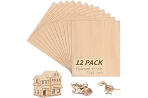 SIJDIEE 12 Pack Basswood Sheets, 12 x 8 x 1/8 Inch, 3mm Thick Plywood for Laser Cutting, Drawing, Painting, Wood Engraving