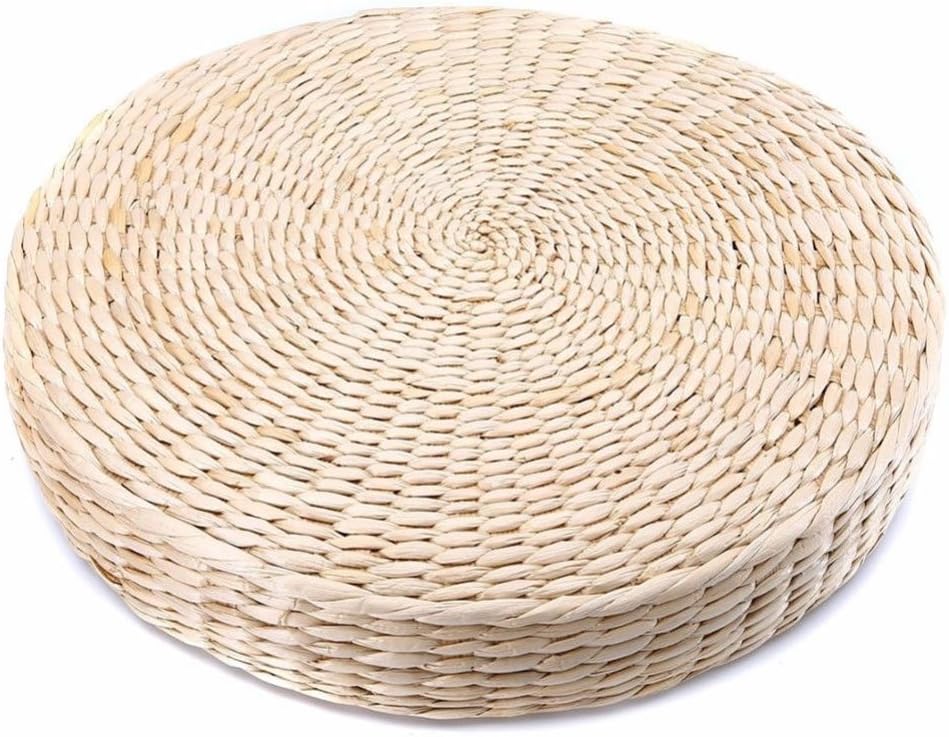 MOOUS Woven Straw Seat Cushion Pad,2PCS Handmade Straw Round Tatami Yoga Floor Seat