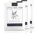 Little Seed Farm Organic Goat’s Milk Soap – 3 Pack of Activated Charcoal Facial and Body Bars – Handmade and Cruelty Free – Detoxifying and Deep Cleaning – Unscented for Sensitive Skin, Net Wt. 4.75oz