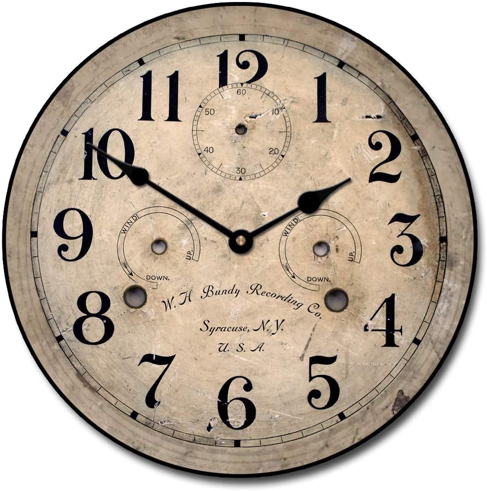 Bundy Wall Clock | Ultra Quiet Quartz Mechanism | Hand Made in USA Beautiful Crisp Lasting Color | Comes in 8 Sizes | 12 Inch