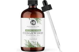 NaturoBliss 100% Pure Cedarwood Essential Oil Therapeutic Grade Premium Quality (4 fl. oz) with Glass Dropper, Perfect for Aromatherapy