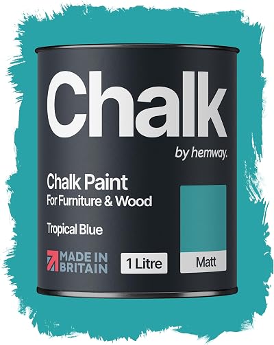 Hemway Tropical Blue Chalk Paint 1L - Matt Finish, Quick Dry, 1 Coat