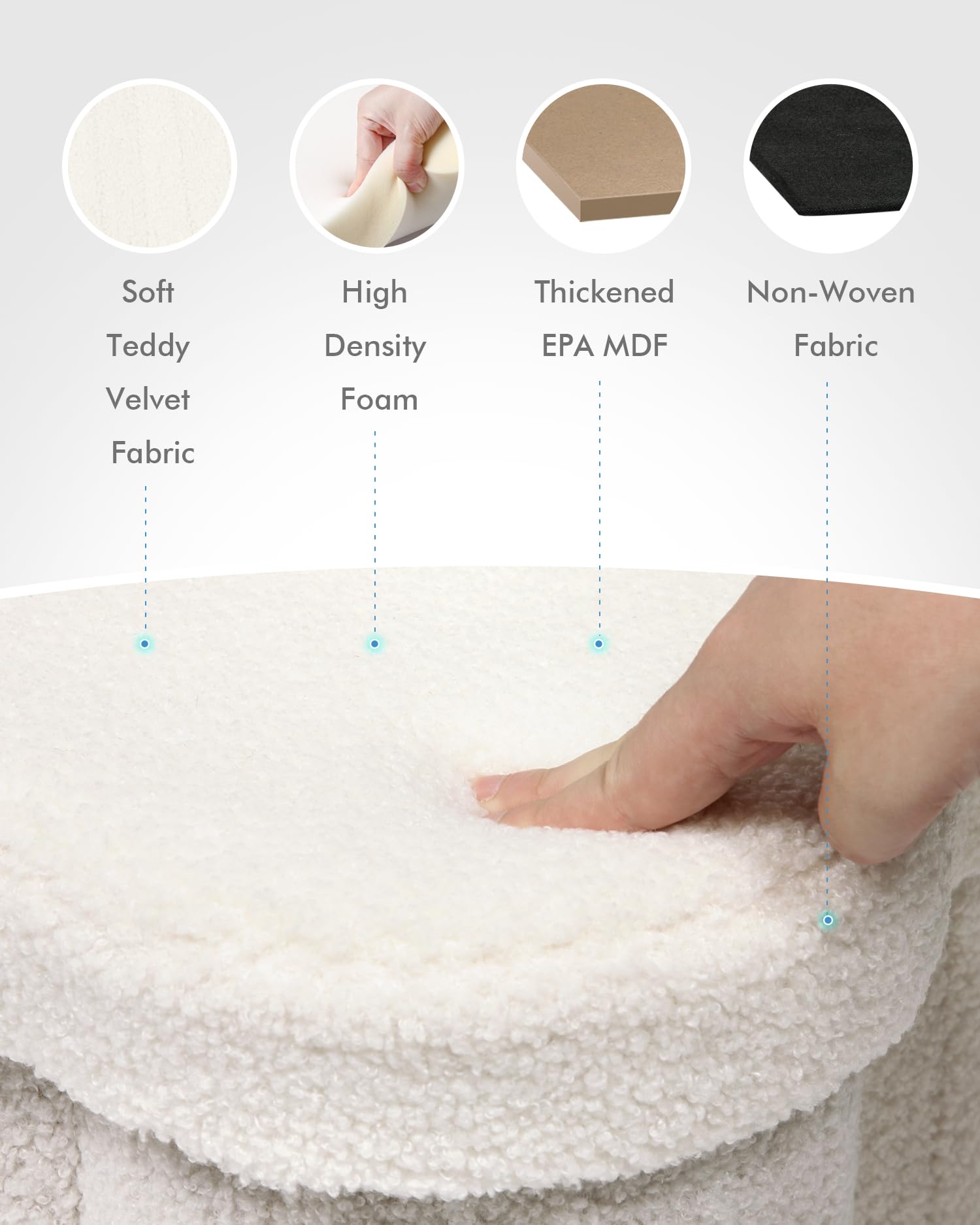 B FSOBEIIALEO Storage Ottoman Cube, Flowers Shaped Ottomans with Storage Foot Stool Footrest for Lving Room, Boucle Ottoman Seat for Dorm Room,Faux Teddy Fur, Cream White 12.6"x12.6"x12.6" - Image 6