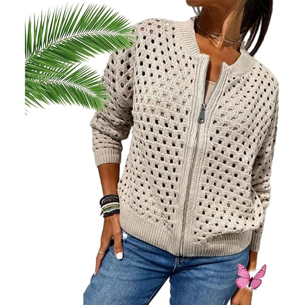 Crochet Zip Up Cardigan 【M】 Crochet Zip-Up Jacket | Nuuly