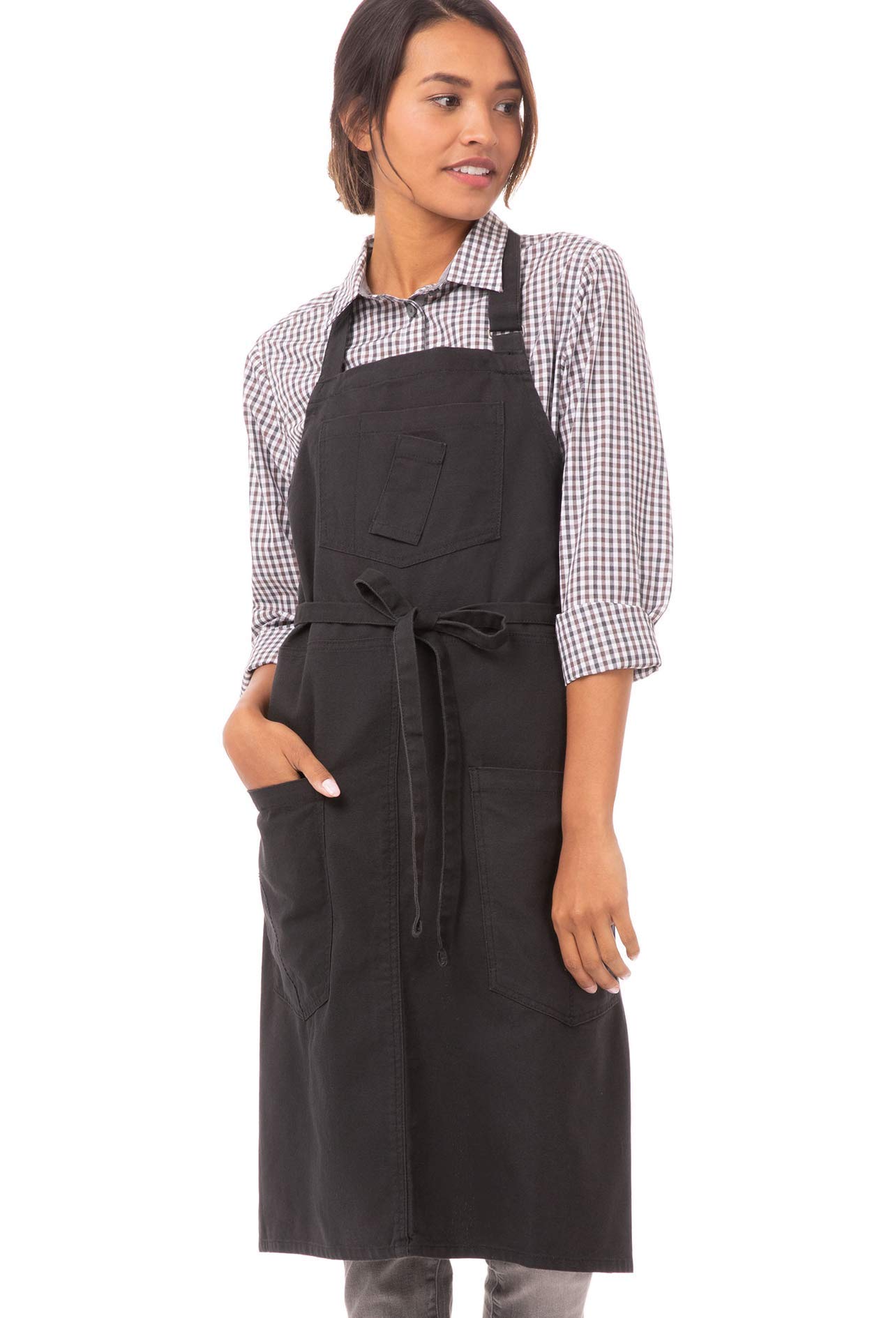 Chef Works ABKV053-SGY-0 Rockford Canvas Bib Apron, Steel, Grey