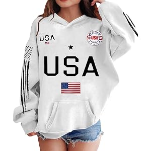 American Flag Sweatshirt Baggy Hoodie Casual Long Sleeve Cute Print Tops | American Flag Sweatshirt Kids, Trendy Crewneck Thi