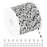 UMAOKANG 16.4 Feet Jewelry Making Chains Stainless Steel Chain Bulk DIY Necklace Supplies Black Enamel Lip Chain with Jewelry Findings