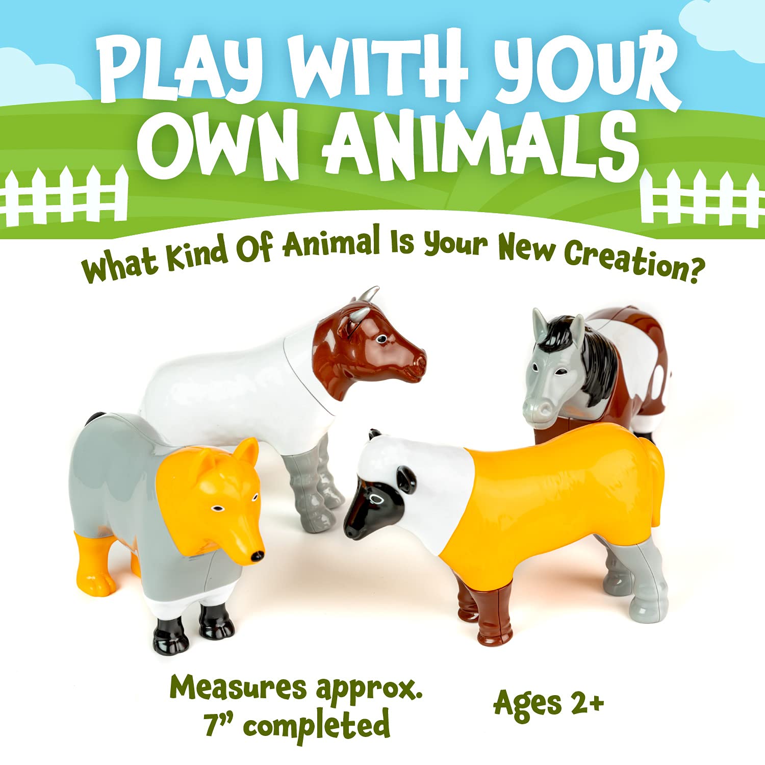 Magnetic Mix or Match Farm Animals Toy Play Set, 16 Pieces