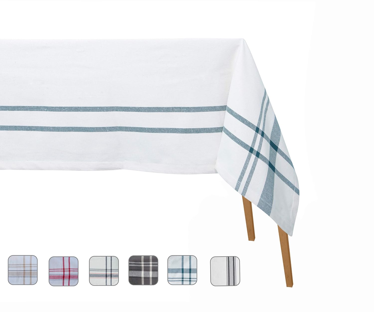 Cotton French Stripe Tablecloth Organic Cotton Linen Tablecloth
