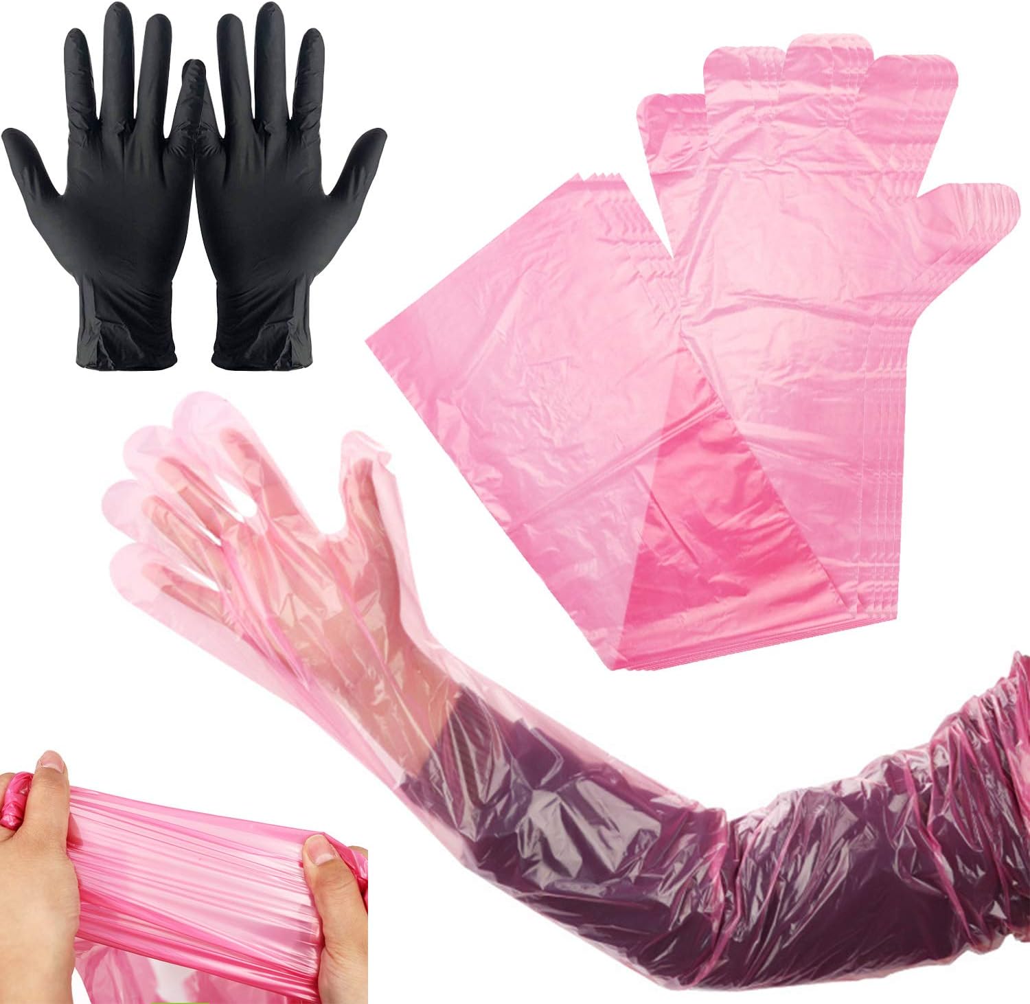 Field Dressing Gloves 20 Pairs, Deer Gutting Gloves and Nitrile Mittens, Deer Cleaning Gloves, Field Dressing Mittens with Long and Short Gutting Gloves Combo Pack for Hunting : Sports & Outdoors