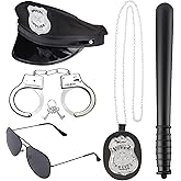 Beelittle Police Costume Accessories Hat Handcuffs Policeman Badge Cop Swat FBI Cosplay