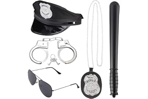 Beelittle Police Costume Accessories Hat Handcuffs Policeman Badge Cop Swat FBI Cosplay