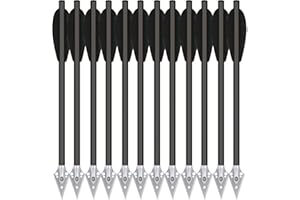 HUNTSPM 6.3" Pistol Crossbow Bolts, Aluminium Crossbow Arrows,Mini Crossbow Bolts with Broadhead Tips for 50-80lbs Pistol Cro