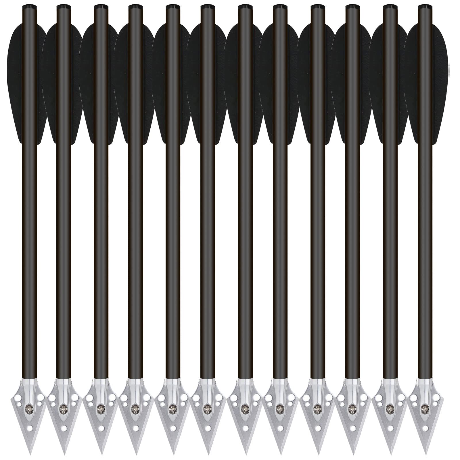 Photo 1 of PMSM 6.3" Pistol Crossbow Bolts, Aluminium Crossbow Arrows,Mini Crossbow Bolts with Steel Broadhead Tips for 50-80lbs Pistol Crossbow Precision Target Practicing Shooting and Small Hunting (12black)