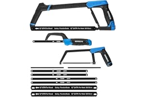URASISTO Hacksaw Frame Set, 12“ Hacksaw Frame, 6'' Hacksaw Frame and 10'' Mini Hacksaw, Including 8pc Extra Blades Multi-function for Metal Wood PVC Pipes