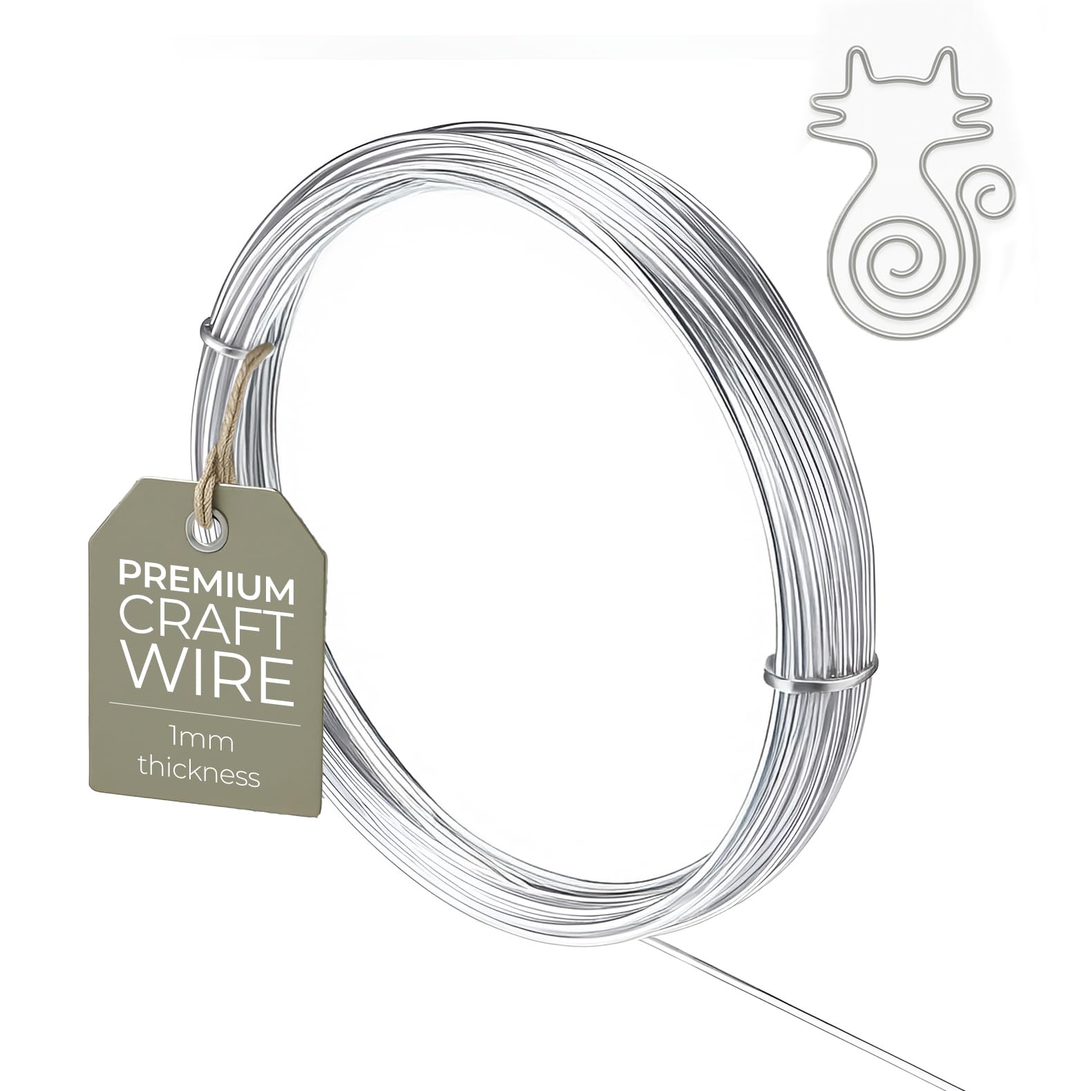 The Bead Shop 1mm Aluminium Craft Wire 18 Gauge - 10m (33ft) Bendable Wire for Jewellery Making, Sculpting, Floral Crafting, Armature, Wrapping, Bike Modelling and More
